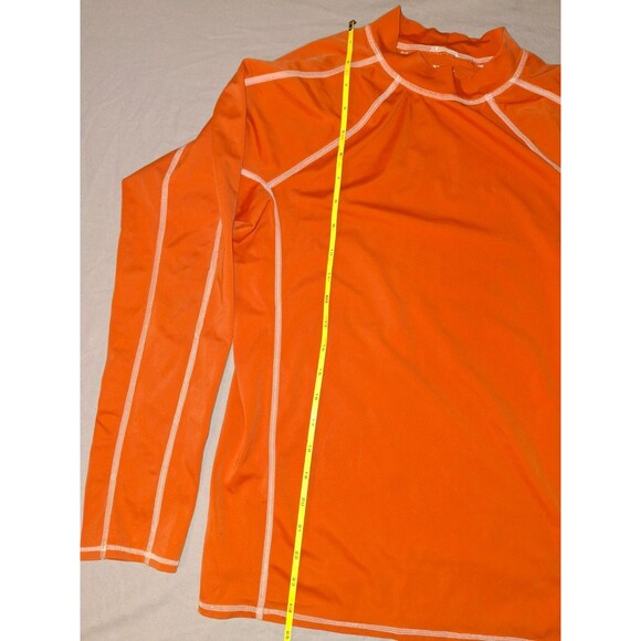 Lands’ End Boys Rash Guard Swim Shirt Long Sleeve Size M 14-16, Orange - Picture 3 of 6